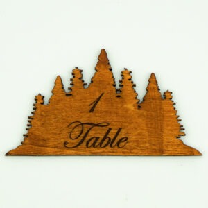 Custom Wooden Forest Tree Silhouette Table Number – Laser-Cut Event Decor
