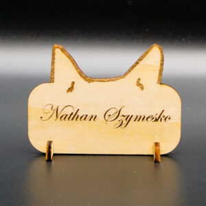 Custom Cat-Eared Wooden Desk Nameplate – Personalized Tabletop Place Card