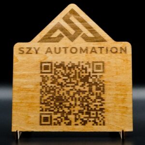 Custom Wood QR Code Sign – Laser Engraved Tabletop Business Display